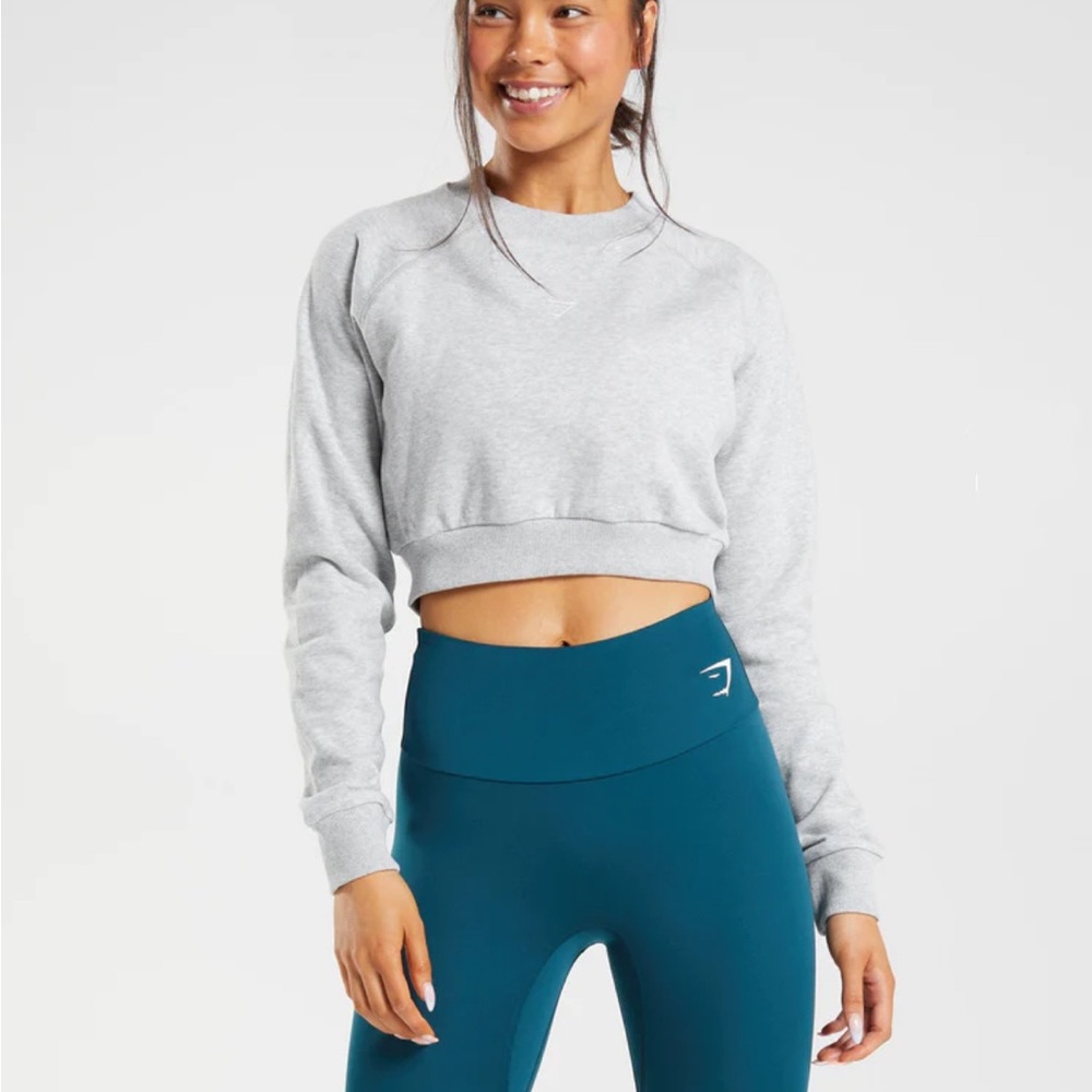 Training Cropped Sweater - Light Grey Core Marl